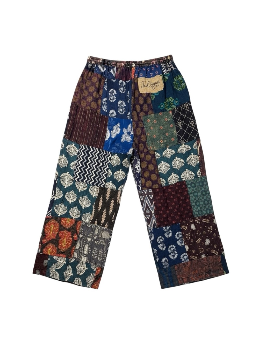 NEW Jaded Gypsy bohemian patchwork wide-leg cropped Pants L/XL - Picture 2 of 4